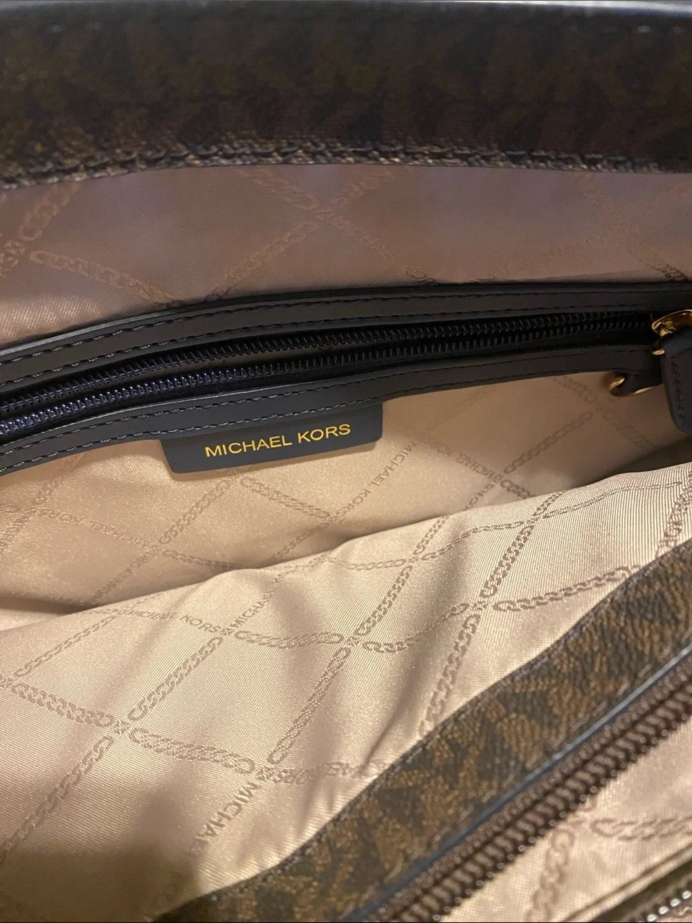 Michael Kors Navy and White MK Signature Tote - Picture 5 of 6